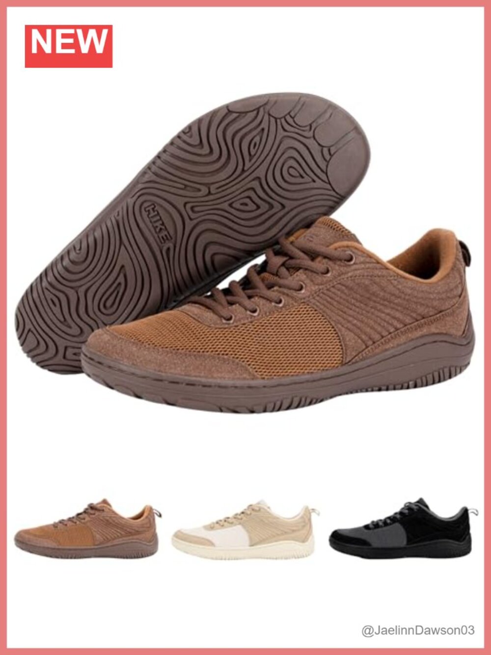 Zero-Drop Leather Barefoot Hiking Shoes Wide Toe Box Lace-Up